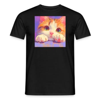 Cat, Cat Motif - Men's T-Shirt - black - Front - AI Model Male 178 light (178cm)