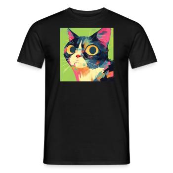 Cat, Cat Motif - Men's T-Shirt - black - Front - AI Model Male 178 light (178cm)