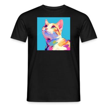 Cat, Cat Motif - Men's T-Shirt - black - Front - AI Model Male 178 light (178cm)