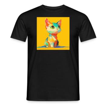 Chat, Motif De Chat - T-shirt homme - noir - Devant - AI Model Male 178 light (178cm)