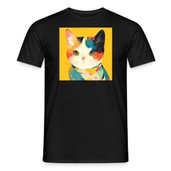 Chat, Motif De Chat - T-shirt homme - noir - Devant - AI Model Male 178 light (178cm)