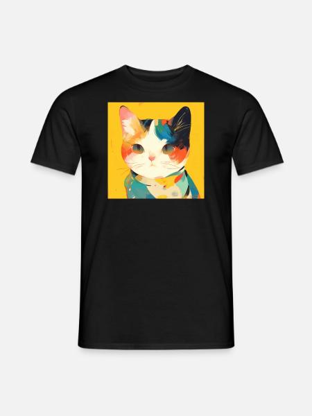 Chat, Motif De Chat - T-shirt homme - noir