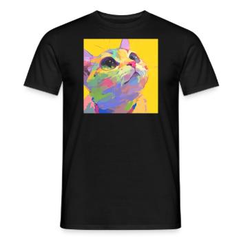 Chat, Motif De Chat - T-shirt homme - noir - Devant - AI Model Male 178 light (178cm)