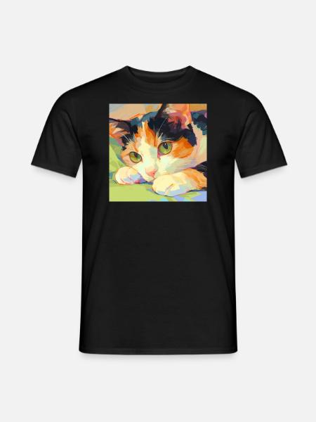 Chat, Motif De Chat - T-shirt homme - noir