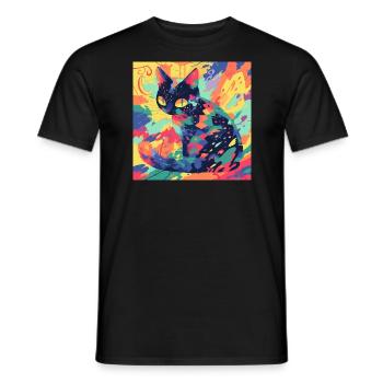 Chat, Motif De Chat - T-shirt homme - noir - Devant - AI Model Male 178 light (178cm)