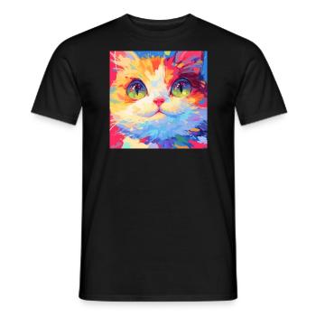 Katze, katzenmotiv - Männer T-Shirt - Schwarz - Vorne - AI Model Male 178 light (178cm)