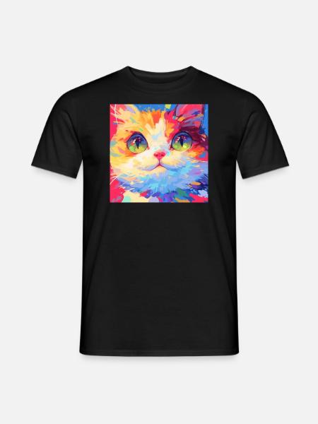 Chat, Motif De Chat - T-shirt homme - noir