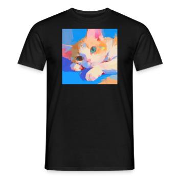 Chat, Motif De Chat - T-shirt homme - noir - Devant - AI Model Male 178 light (178cm)
