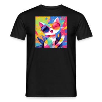 Cat, Cat Motif - Men's T-Shirt - black - Front - AI Model Male 178 light (178cm)