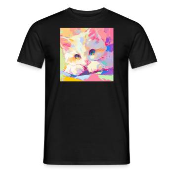 Chat, Motif De Chat - T-shirt homme - noir - Devant - AI Model Male 178 light (178cm)
