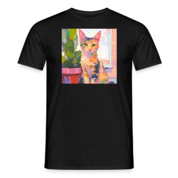 Cat, Cat Motif - Men's T-Shirt - black - Front - AI Model Male 178 light (178cm)