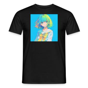 anime, schulmädchen, waifu, japan - Männer T-Shirt - Schwarz - Vorne - AI Model Male 178 light (178cm)