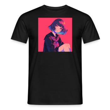 anime, schulmädchen, waifu, japan - Männer T-Shirt - Schwarz - Vorne - AI Model Male 178 light (178cm)