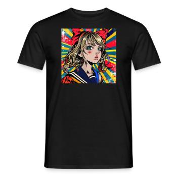anime retro, waifu, japan - Männer T-Shirt - Schwarz - Vorne - AI Model Male 178 light (178cm)