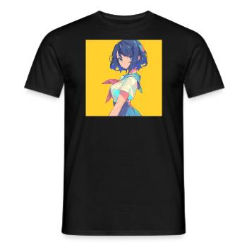Anime, Schoolgirl, Waifu, Japan - Men's T-Shirt - black - Front - AI Model Male 178 light (178cm)