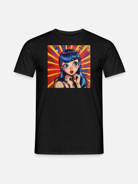 Anime, Retro Waifu, Japon - T-shirt homme - noir