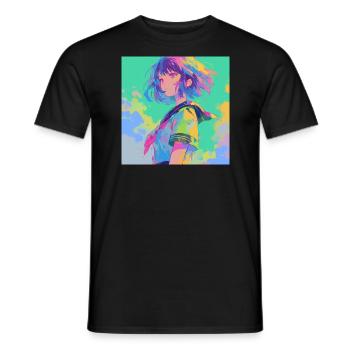 Anime, Écolière, Waifu, Japon - T-shirt homme - noir - Devant - AI Model Male 178 light (178cm)