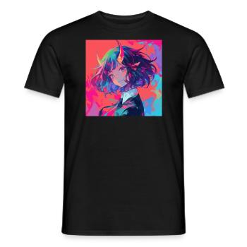 anime demon, waifu, japan - Männer T-Shirt - Schwarz - Vorne - AI Model Male 178 light (178cm)