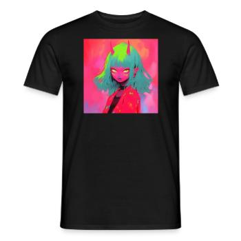 Anime, Demon Girl, Waifu, Japan - Men's T-Shirt - black - Front - AI Model Male 178 light (178cm)