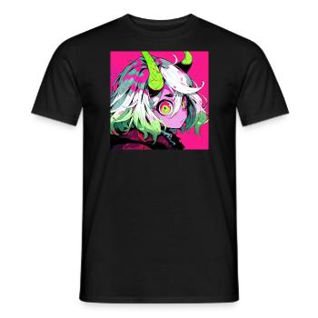 Anime, Fille Démon, Waifu, Japon - T-shirt homme - noir - Devant - AI Model Male 178 light (178cm)