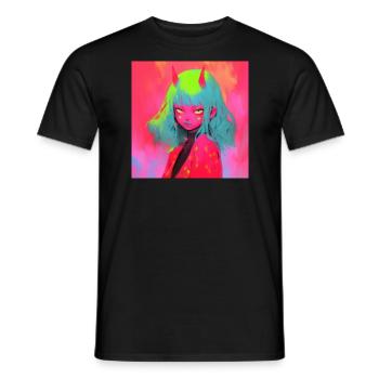 anime demon, waifu, japan - Männer T-Shirt - Schwarz - Vorne - AI Model Male 178 light (178cm)