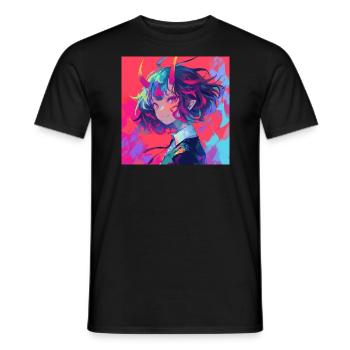 anime demon, waifu, japan - Männer T-Shirt - Schwarz - Vorne - AI Model Male 178 light (178cm)