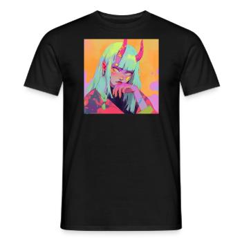 Anime, Demon Girl, Waifu, Japan - Men's T-Shirt - black - Front - AI Model Male 178 light (178cm)