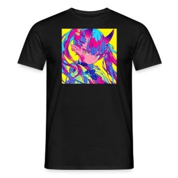 Anime, Fille Démon, Waifu, Japon - T-shirt homme - noir - Devant - AI Model Male 178 light (178cm)