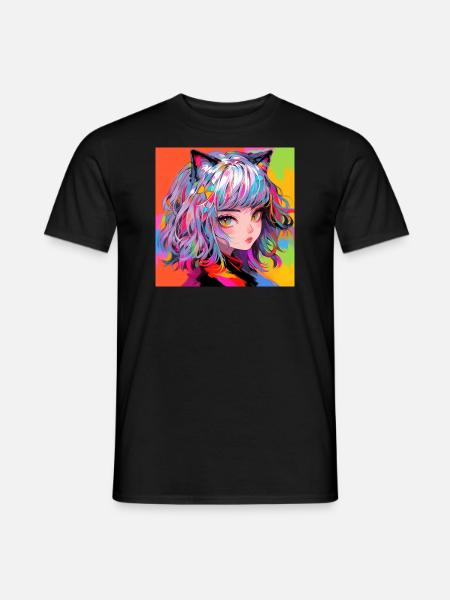 anime, neko girl, waifu, japan - Männer T-Shirt - Schwarz