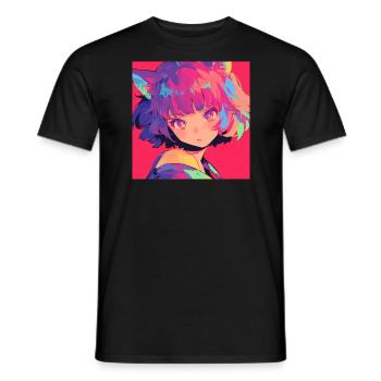 Anime, Cat Girl, Waifu, Japan - Men's T-Shirt - black - Front - AI Model Male 178 light (178cm)
