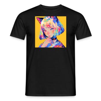Anime, Cat Girl, Waifu, Japan - Men's T-Shirt - black - Front - AI Model Male 178 light (178cm)