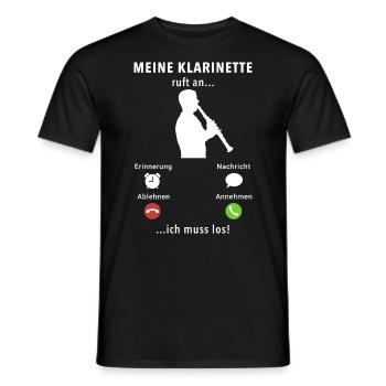Meine Klarinette ruft an - ich muss los - Spruch - Männer T-Shirt - Schwarz - Vorne - AI Model Male 178 light (178cm)