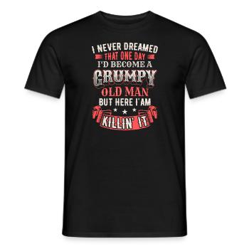 Grandpa Grandfather Pensioner Become A Grumpy Old Man - Men's T-Shirt - black - Front - AI Model Male 178 light (178cm)
