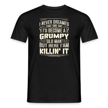 Grandpa Grandfather Pensioner Become A Grumpy Old Man - Men's T-Shirt - black - Front - AI Model Male 178 light (178cm)