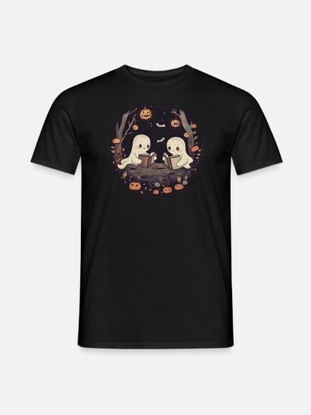Ghosts, Reading, Book, Library, Halloween - Men's T-Shirt - black