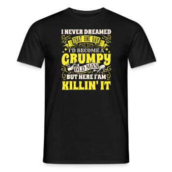 Grandpa Grandfather Pensioner Become A Grumpy Old Man - Men's T-Shirt - black - Front - AI Model Male 178 light (178cm)