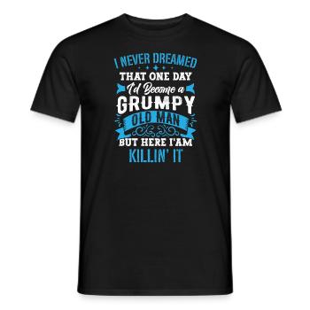 Grandpa Grandfather Pensioner Become A Grumpy Old Man - Men's T-Shirt - black - Front - AI Model Male 178 light (178cm)