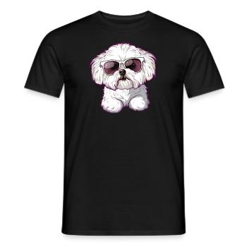 Bichon Frisé, Bichon Frise, Hund, Sonnenbrille - Männer T-Shirt - Schwarz - Vorne - AI Model Male 178 light (178cm)