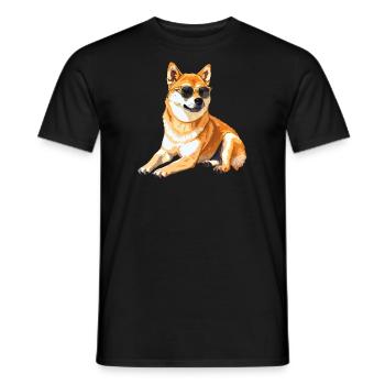 Akita, dog, sunglasses, summer, gift - Men's T-Shirt - black - Front - AI Model Male 178 light (178cm)