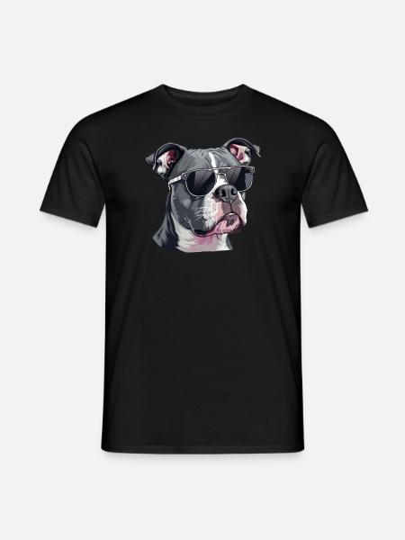 Staffordshire Bull Terrier, Dog, Sunglasses - Men's T-Shirt - black