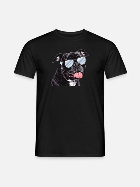 Staffordshire Bullterrier, Hund, Solglasögon - T-shirt herr - svart