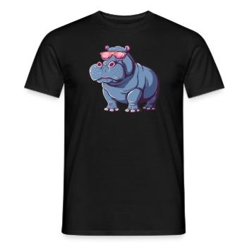 Hippo, Hippo, Hippo, Sunglasses, Summer - Men's T-Shirt - black - Front - AI Model Male 178 light (178cm)