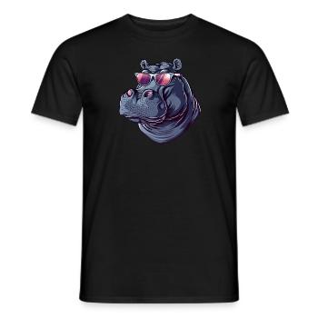 Hippo, Hippo, Hippo, Sunglasses, Summer - Men's T-Shirt - black - Front - AI Model Male 178 light (178cm)
