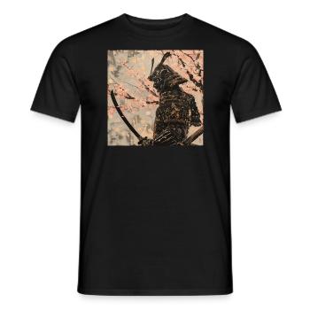 Japanisch, Samurai, Kirschblüte, Kunst, Ukiyo-E - Männer T-Shirt - Schwarz - Vorne - AI Model Male 178 light (178cm)