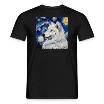 Samojede Samoyed Van Gogh Sternennacht Geschenk - Männer T-Shirt - Schwarz - Vorne - AI Model Male 178 light (178cm)