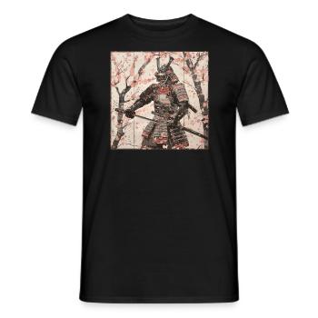 Japanisch, Samurai, Kirschblüte, Kunst, Ukiyo-E - Männer T-Shirt - Schwarz - Vorne - AI Model Male 178 light (178cm)