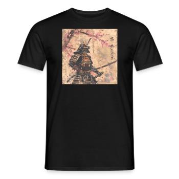 Japanisch, Samurai, Kirschblüte, Kunst, Ukiyo-E - Männer T-Shirt - Schwarz - Vorne - AI Model Male 178 light (178cm)
