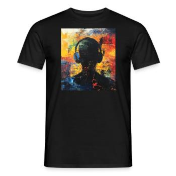 Abstrakte Silhouette mit Kopfhörern - Männer T-Shirt - Schwarz - Vorne - AI Model Male 178 light (178cm)