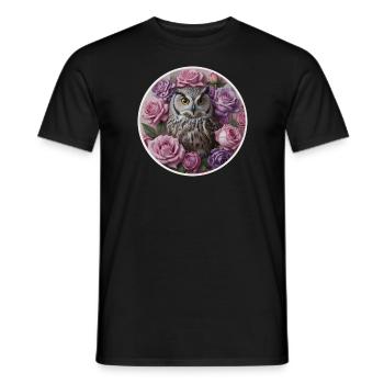 Eulen- und Pastellrosa - Männer T-Shirt - Schwarz - Vorne - AI Model Male 178 light (178cm)