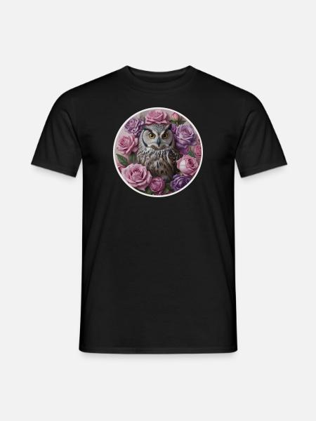 Owl and pastel pinks - Men's T-Shirt - black